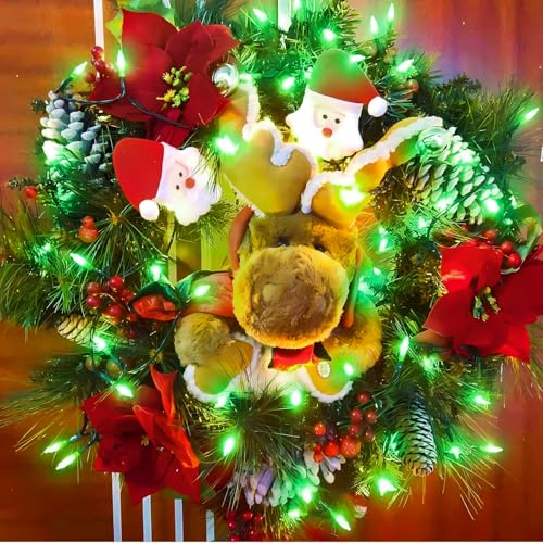 Tcamp 33ft 100LED Battery Operated Green Christmas Lights with Remote Timer - color: Green, size: 33ft 100LED