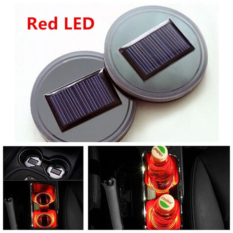 Solar Led Cup Holder Coaster Waterproof Anti-Slip Mug Pad with Vibration Sensor 2.51 X 2.51 X 0.27 in Car Cup Holder Insert for Interior Decoration Home Cafe Table Use