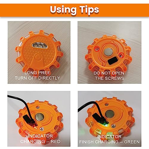 Ecoangel USB-C Rechargeable LED Road Flares Emergency Lights for Vehicles