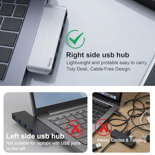 USB 3.0 Hub 4-Port Cable-Free USB Splitter for Laptop Right Side - color: Silver(Right)