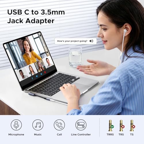 UGREEN Right Angle USB C to 3.5mm Audio Adapter Type C Aux Headphone Jack