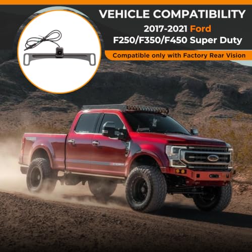 Brandmotion 9002-7452 Factory Tailgate Harness with Dual Mount Camera fits 2017-2021 F250 F350 Super Duty with Factory Rear Vision | Waterproof Case with Anti-Fog Lens | 150° Wide Reverse View - style: Ford 17-Current