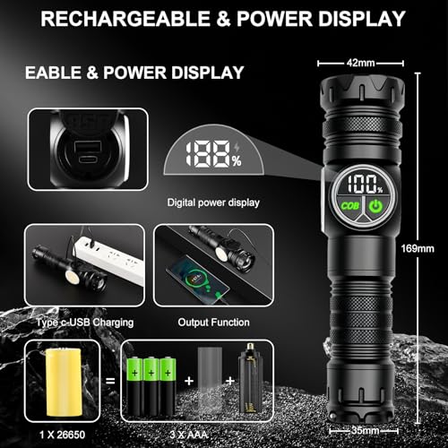 iodoo 4 in 1 Rechargeable 6500K / 395nm UV Flashlight Dimming Stepless