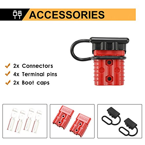 BUNKER INDUST 175A 1/0AWG Battery Quick Connect Wire Harness Plug Kit Battery Cable Quick Connect Disconnect Plug for Winch Auto Car Trailer Driver Electrical Devices,2 Pcs,Red - color: red, size: 175A (2 Pack)