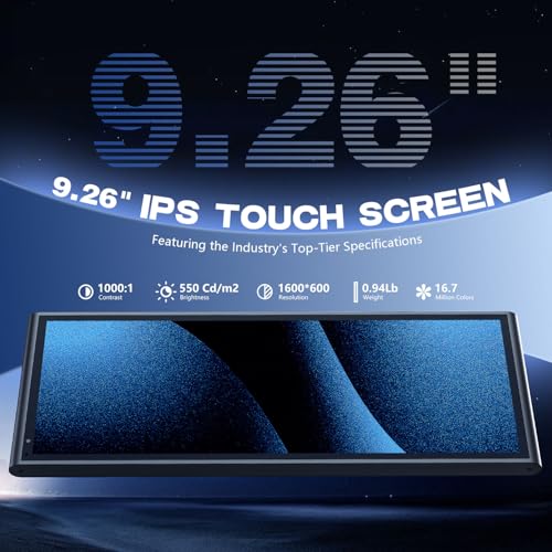 9.26" Wireless Portable Carplay Screen for Apple Car Play Android Auto OTA - color: Black