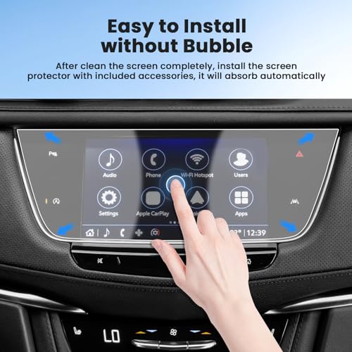 Canvcle 2PCS 9H Screen Protector for 2017-2025 Cadillac XT5/2020-2025 XT6 Accessories, 8 Inch Navigation Screen Tempered Glass Touchscreen Protector Navigation Screen Cover Protective Film - size: 2017-2025 Cadillac XT5/XT6 8 Inch