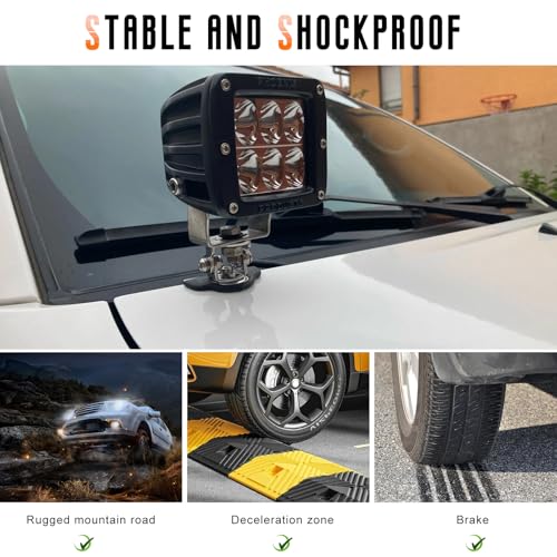 2 PCS LED Light Bar Mounting Brackets, Adjustable Car Pillar Hood Lamp Mount Holder with Hex Wrenches, Universal Work Light Bar Fixing Bracket for Off-Roads Trucks SUVs (Silver) - color: Silver