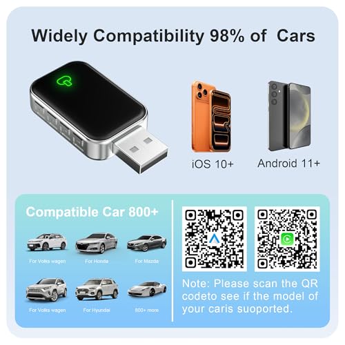 Wireless CarPlay Adapter for Apple & Android Auto, Convert Wired to Wireless,Plug & Play Auto-Connect, No Delay, BT 5.4, 2.4G/5G WiFi - color: Black 1