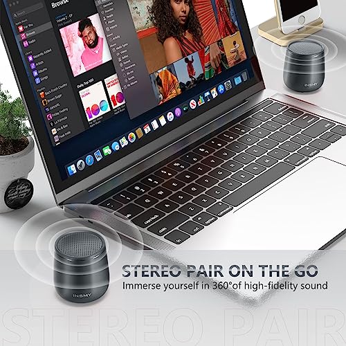 INSMY Small Bluetooth Speaker, Waterproof Mini Portable Wireless Speakers - color: Gray