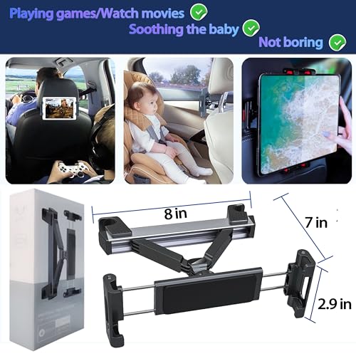 2026 Car Headrest Tablet Holder - Black - size: 1 PACK-5.5-10.8"