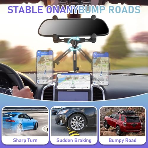 WUITIN Car Phone Mount, 360 Rotatable and Retractable, Anti-Shake Design, Compatible with Samsung, iPhone, Sony - style: 10th