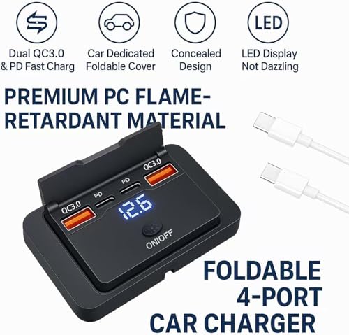 96W 12V USB Outlet Panel Wall Mount–Dual 36W PD & Dual QC3.0 18W Car USB Charger Socket, Waterproof Switch, Surface Mount for RV, Boat, Truck, ATV, Marine (4 Pack) - color: 4pack