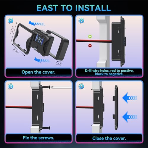 4PCS 108W 4 Ports 12V RV USB Outlet Switch Panel Wall Surface Mount - color: Black, size: 4P