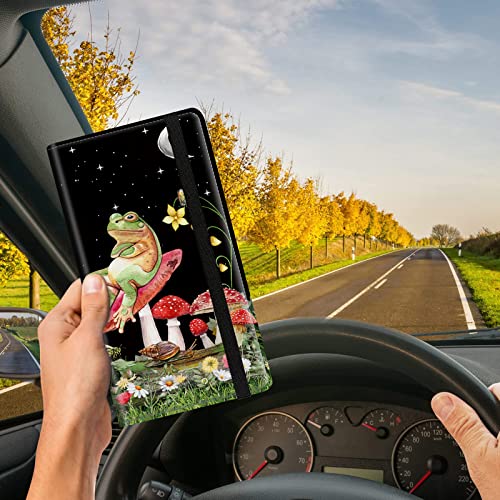 Car Registration and Insurance Card Holder, Premium PU Leather Vehicle Wallet Cover for Glove Box Car Organizer Drivers License/Cards/ID Essentials Document Holder, Aesthetic Mushroom Frog - color: Aesthetic Mushroom Frog