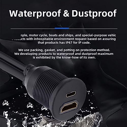 chenyang USB C & HDMI 4K Flush Car Latch Mount Waterproof Dustproof Adapter - style: HDMI/USB 2.0 Type C