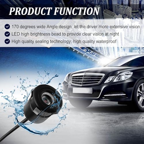 Car Reversing Camera, IP68 Waterproof HD Night Vision Rear View Cameras, 170 Degree Wide-Angle Dynamic Path Guide Line Camera, with Bracket Wire Harness, Universal for Cars (Black)