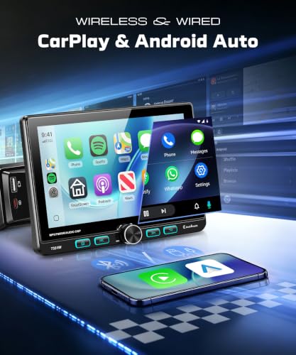 7 Inch Single Din Car Stereo with Wired/Wireless CarPlay Android Auto