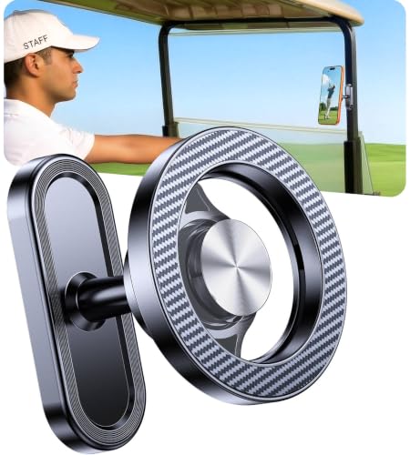 Magnetic Golf Cart Phone Holder【Strong Magnets】Magnetic Phone Holder for Golf Cart Phone Mount for iPhone 17 Fits GPS EZGO Club Car Yamaha Golf Accessories Gifts for Men Husband-Matte Black