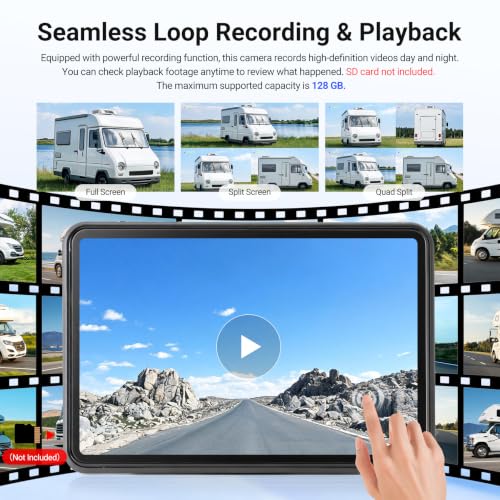 360° Adjustable Magnetic Solar Wireless Backup Camera System – 7" 1080P Touchscreen, DVR Recording, IP69K Waterproof, Auto-Sleep & Night Vision for RV, Truck, Trailer, SUV & Camper, AR3 - size: 7" 3-CAM