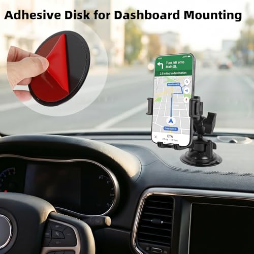 Windshield Phone Mount with Vibration Dampener, Universal Suction Cup Phone Holder for Boat/Car/Truck, 360° Rotation, Camera Friendly, One-Handed 1-Second Lock & Release, Fits 4.7-7" Phones - style: Suction Cup Base