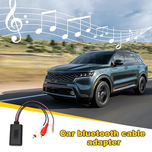 Dickno Car Wireless Bluetooth Cable Adapter, Universal Automotive Wireless Radio Stereo Connector with 2 RCA AUX Audio, Car Bluetooth 5.0 Module Music Receiver Fit Most Vehicles