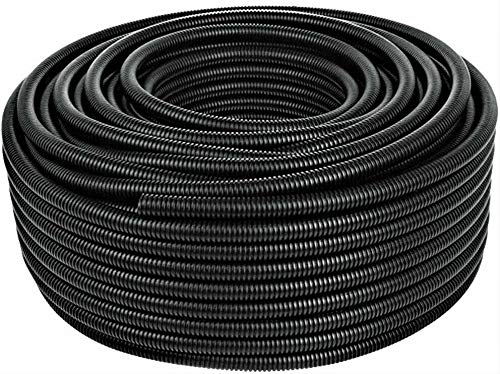 25 FT. 25' Feet Black 1/8" 3mm Split Loom Split Wire Loom Conduit Corrugated Plastic Tubing Sleeve for Various Automotive, Home, Marine, Industrial Wiring Applications, Etc.