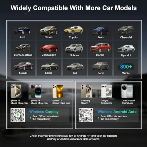 PWAYTEK Wireless CarPlay and Android Auto Adapter, 2-in-1 Mini USB Dongle, Convert Wired CarPlay to Wireless, Fast & Stable Connection for iPhone iOS 10+ and Android 11+