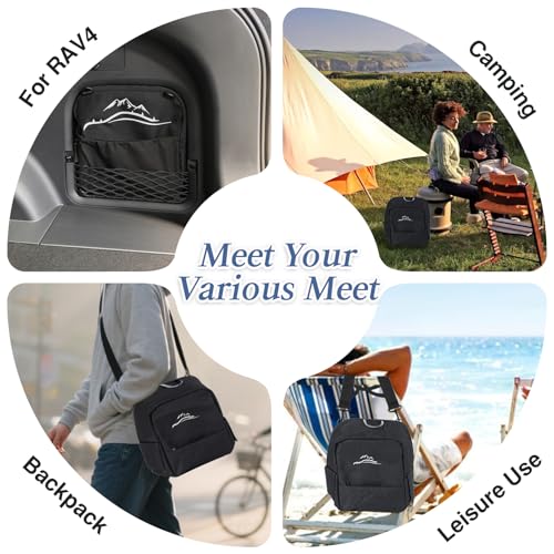 Trunk Organizer Multifunction Backpack, Upgrade Design Trunk Cubby Storage bag, Cargo Side Pocket Backseat Organizer For Toyota RAV4 accessories 2019-2025, Shopping, Camping Black, 1 pc
