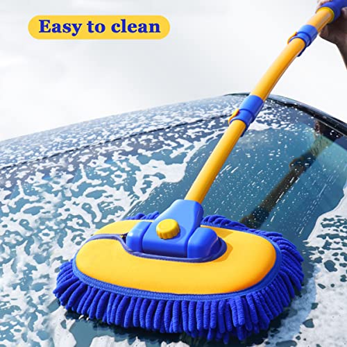 BMLEI Car Wash Brush with Long Handle, Cleaning Mop Car Wash Kit,Blue - color: Bue01