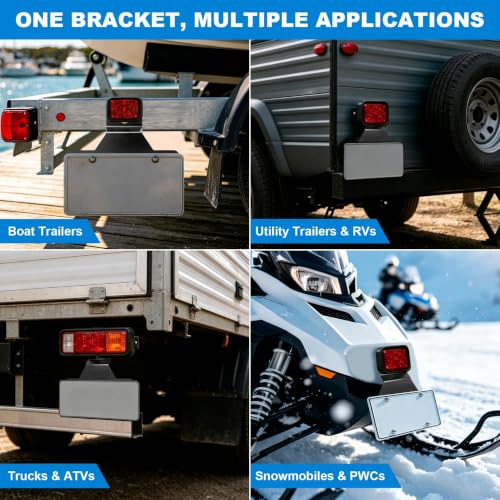 Trailer License Plate Bracket, Heavy Duty Stainless Steel Adjustable Holder