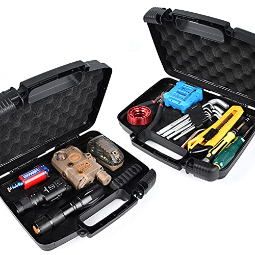 Small Hard Case with Foam, 14" Lightweight Pluck Foam Padded Protection Carrying/Storage Case - Customizable Interior for GoPro, Camera, iPhone, Tablet, Black - Outer Size:14” x 10.4” x 3.5” - style: Inner 13.7" X 8.6" X 3.1"