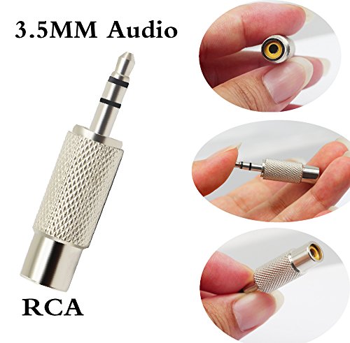 RCA to 3.5MM Audio Adapter Metal 3.5mm (1/8 Inch) Stereo Plug Male to RCA Female Jack Adaptor Connector(Silver)(5 Packs, 3-Pole) - color: 5 Packs, 3-Pole
