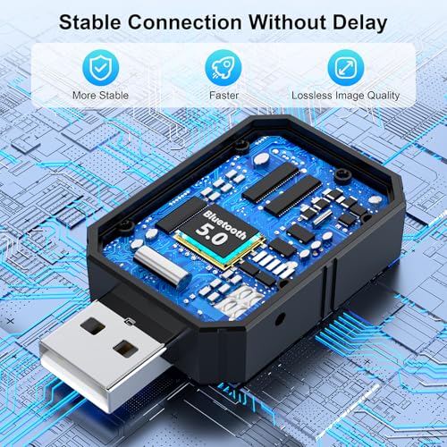2025 Upgraded Mini Android Auto and Wireless CarPlay Adapter Convert Factory Wired to Wireless Dongle, USB CarPlay Wireless Stick Android Auto Adapter for iOS 12+/Android No Delay