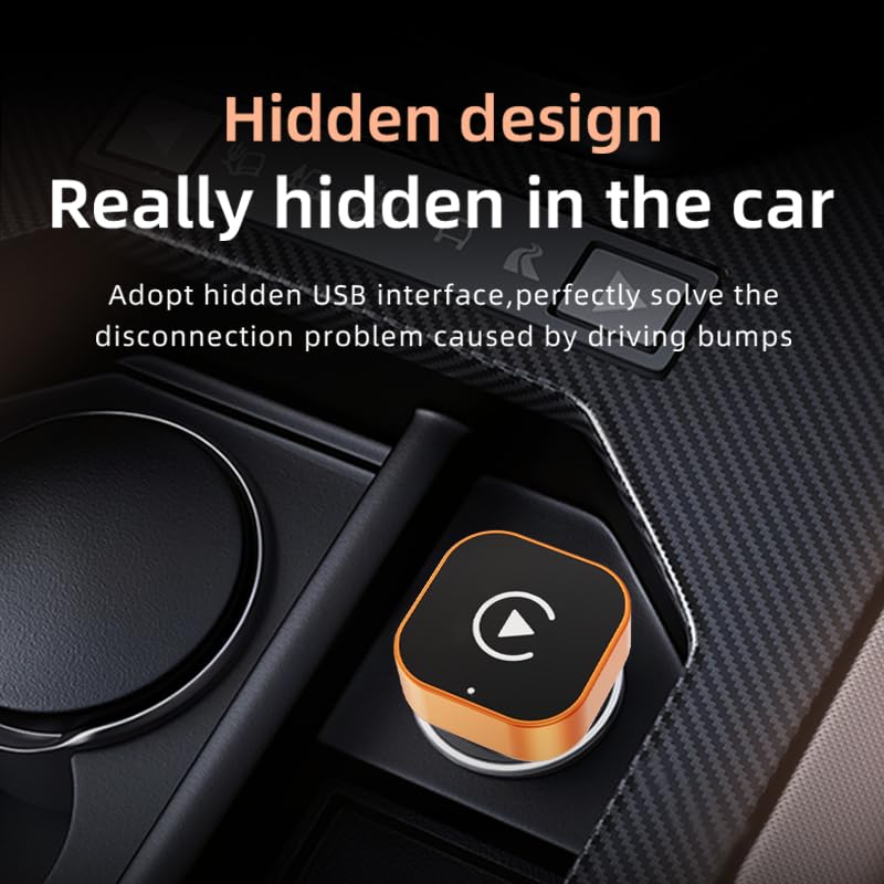 Wireless CarPlay Adapter, 2026 Upgraded Wired to Wireless for Apple CarPlay & Android Auto, 2-in-1 Mini USB, Plug-and-Play Stable Connection (Orange) - color: Orange