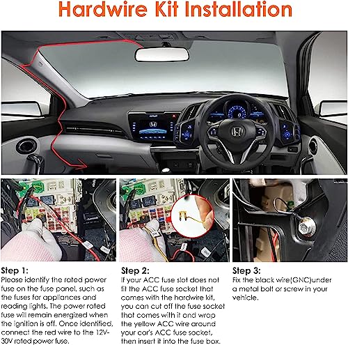 Gebildet Dash Cam Hardwire Kit, Micro USB Port, DC 12V - 24V to 5V/2.5A Max Car Charger Cable kit with Fuse, Low Voltage Protection for Dash Cam Cameras - style: Micro USB with 2 Wire