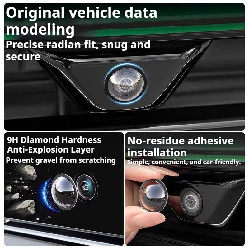 2 Pack Car Camera Protective Cover 360 Degree Lens Shield with Adhesive No Damage Installation Anti Scratch Universal for All Vehicles Car Accessory