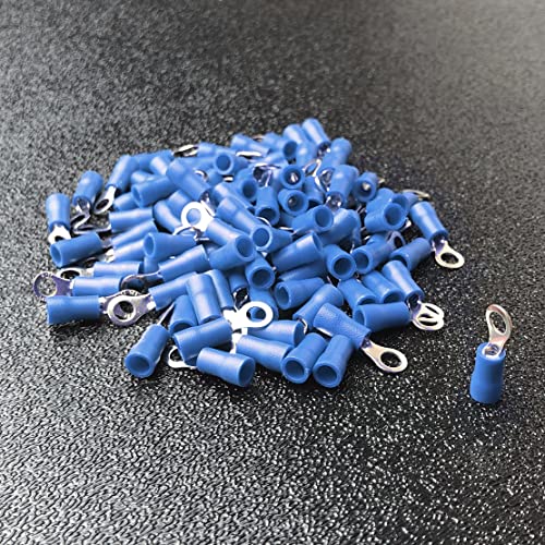 ANGSTROM #8 Bolt Ring Terminals, Insulated Electrical Crimp Connectors 100pcs (16-14ga Blue) - color: 16-14ga Blue, size: #8 Stud