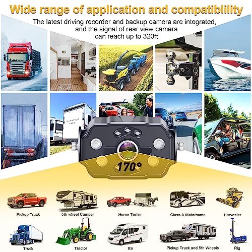 AMTIFO Wireless RV Backup Camera System - 2 HD 1080P Cameras with 7" Split-Screen Monitor,Compatible with Furrion Pre-Wired RVs,Loop Recording,Night Vision,Easy Install for Trailers Campers Trucks - size: 7 Inch - 2 Cameras