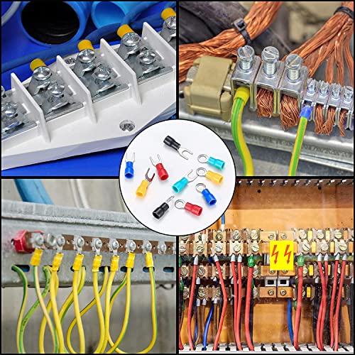 200 Pcs Electrical Insulated Wire Connectors Kit, Wire Terminals Lug Set, Mixed Ring Spade Butt Forks Quick Disconnect Crimp Cable Terminals Connectors for Home Automotive Wiring