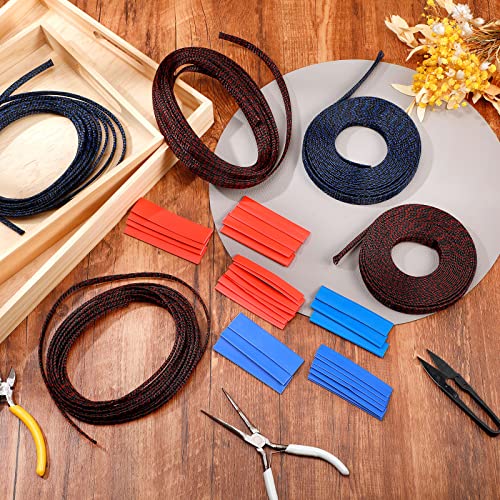 Xuniea 96ft Wire Loom Braided Cable 1/2, 1/4, 3/8 Inch,Red,Blue and Black - color: Red, Blue and Black, size: 1/2, 1/4, 3/8 Inch