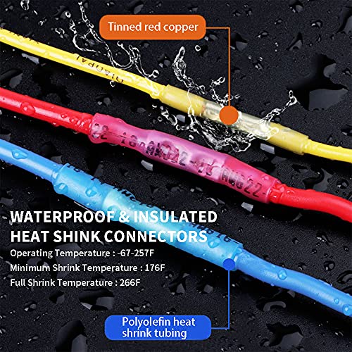 1000 Pcs Heat Shrink Butt Connectors, 16-14 AWG Waterproof Electrical Crimp Wire Splice for Marine, Cable, Wiring - size: 16-14 AWG (Blue)