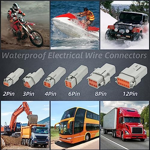 116 PCS Deutsch Connector Kit, DT 2 3 4 6 8 12 Pin Connectors, IP67 Waterproof Electrical Connectors Plug with 40 Pairs Size 16 Stamped Contacts for Car Truck Boat (1SET 116PCS) - size: 1SET 116PCS