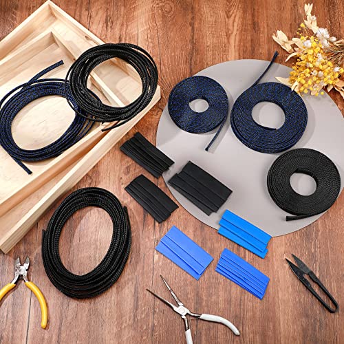 Xuniea 96ft Wire Loom Braided Cable 1/4, 1/2, 3/4 Inch,Black and Blue - color: Black and Blue, size: 1/4, 1/2, 3/4 Inch