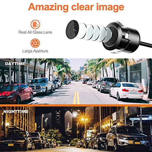 Backup Camera Flush Mount, Metal Housing 170°Wide View Angle Rear/Side/Front View Camera for Car, Clear Night Vision IP69 Waterproof Reverse Camera for Vehicle SUV RV Pickup, 18.5mm, 12V/24V, Black - color: Black