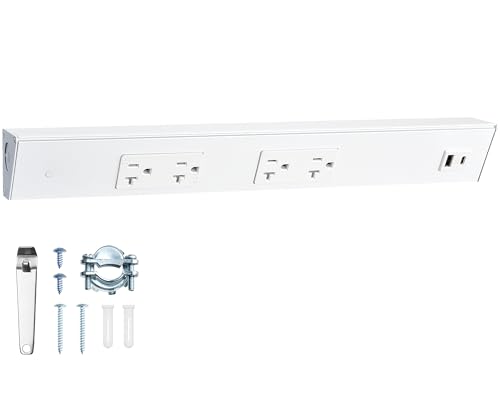 SURAIELEC 16 in Under Cabinet Power Strip Hardwired, Aluminum Housing - color: White, size: 1 Pack