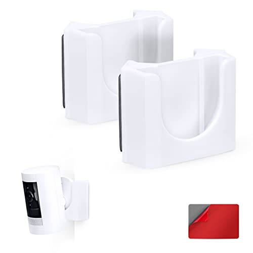 BRAINWAVZ Corner Wall Mount for Stick Up Cam (2 Pack) Security Camera (Battery, Wired & Solar Versions) - Adhesive Holder, No Hassle Bracket, No Screws, No Mess Install (White) - color: White