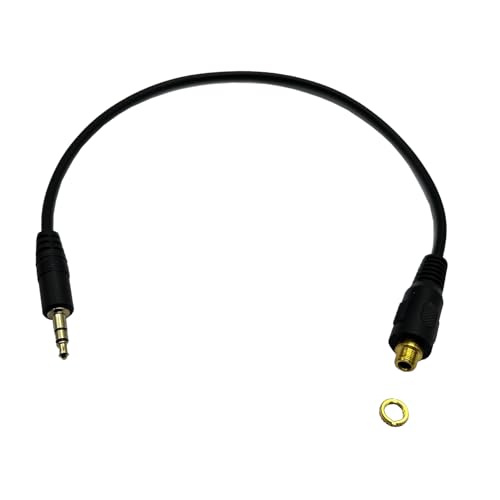 AUX 3.5mm Male to Female Locking Nut Panel Mount Cable Car Stereo Audio Adapter Converter Cord 24K Gold Plated
