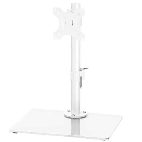 MOUNT PRO Single Monitor Stand Fits Max 32 inch Screen, Free-Standing Computer Desk Stand, Display Mount with Height Adjustable, Swivel, Tilt, Rotation, VESA Monitor Stand 100x100, White - color: White