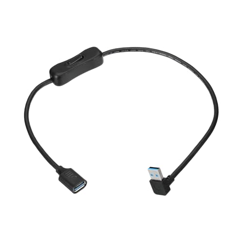 MECCANIXITY USB 3.0 Switch Extension Cable, USB A Male to Female Cord with On/Off Switch Support Data and Power for PC, TV, LED Strips, Laptops, Fan, Car (39.37"/1m, Up Angle)