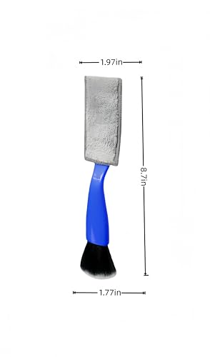 Dual Head Brush, 2-in-1 car dust Collector Details Interior, Vent Dashboard Screen Cleaning Brush, Used for car Details (Blue) - color: Blue